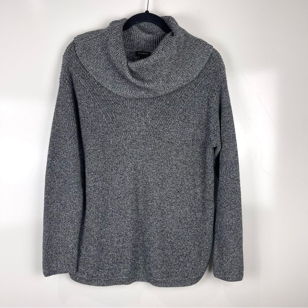 Talbots Gray Cotton Modal Cowl Neck Sweater Womens Large Knit Pullover Top